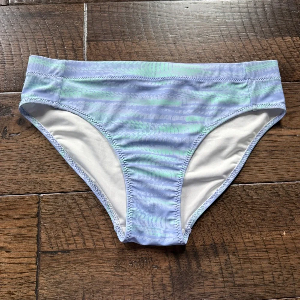 Z by Zella Girls Purple‎ Mint Abstract Stripe Bikini Swim Bottoms Size 10